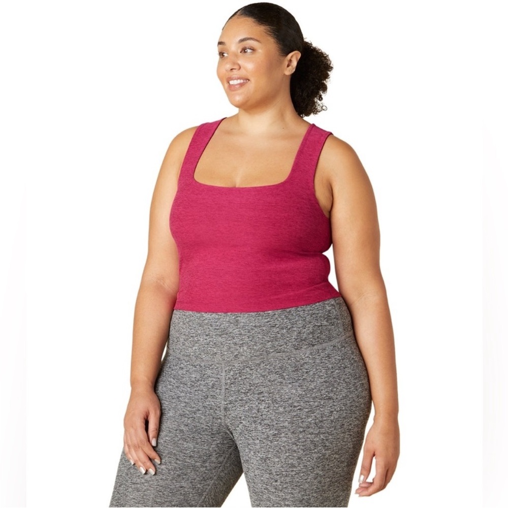 Beyond Yoga Spacedye Square Neck Cropped Tank Top Pink Size 2X